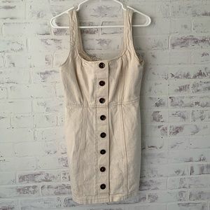 ASOS Design Denim Ecru mini dress with buttons